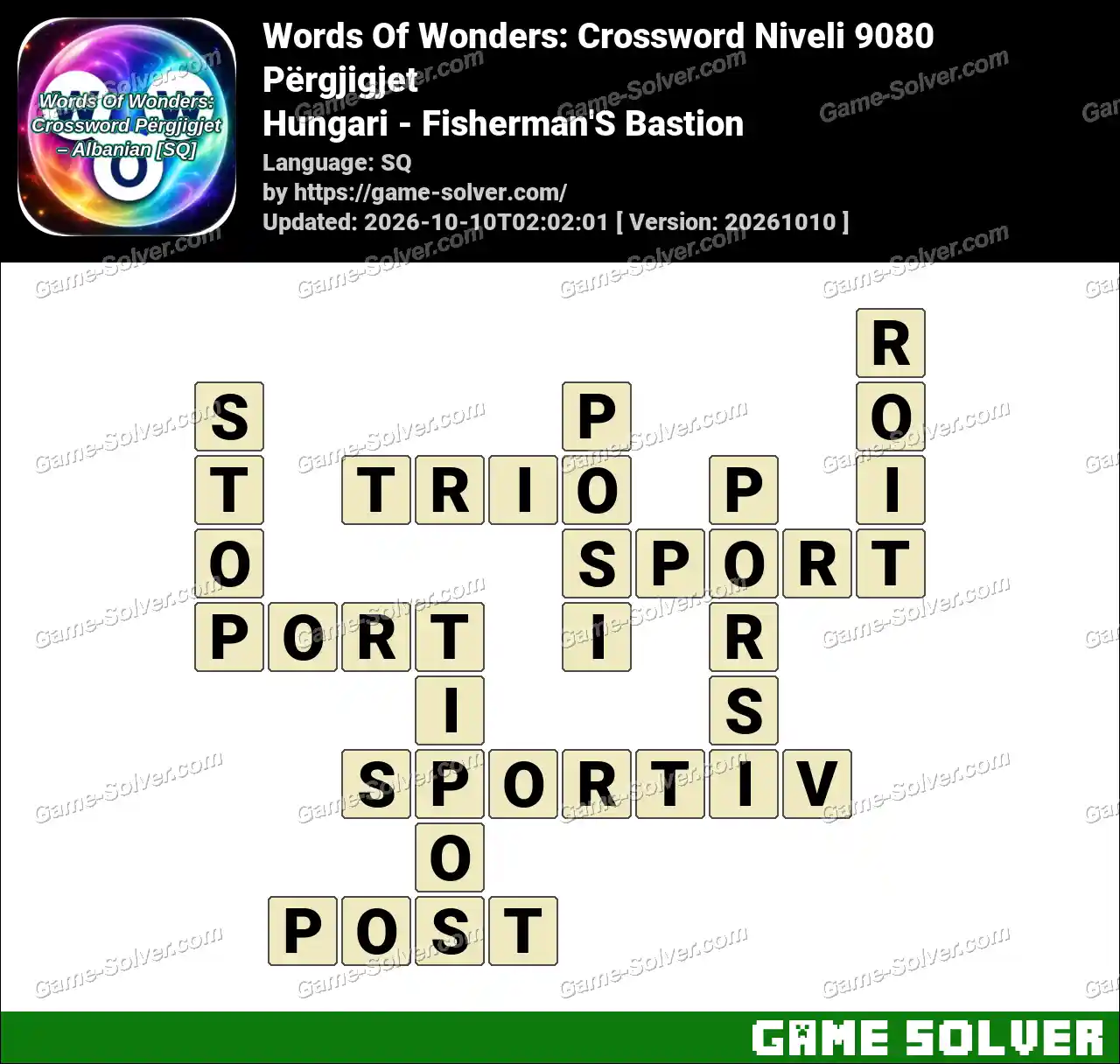 Words Of Wonders: Crossword Niveli 9080 Përgjigjet – Hungari – Fisherman’S Bastion